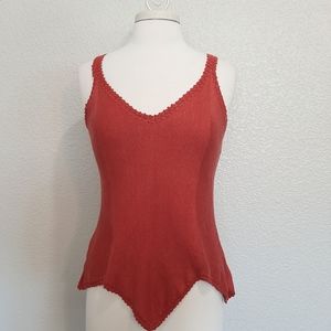 Tommy Bahama Rust Red Knit Silk Linen Blend Tank